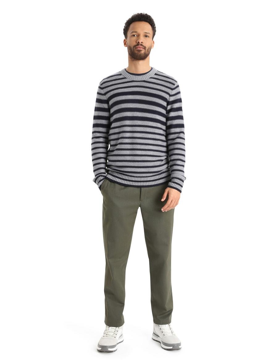 Men's Icebreaker Merino Waypoint Crewe Sweaters Midnight Navy / Gritstone Heather | CA 1725UZGT